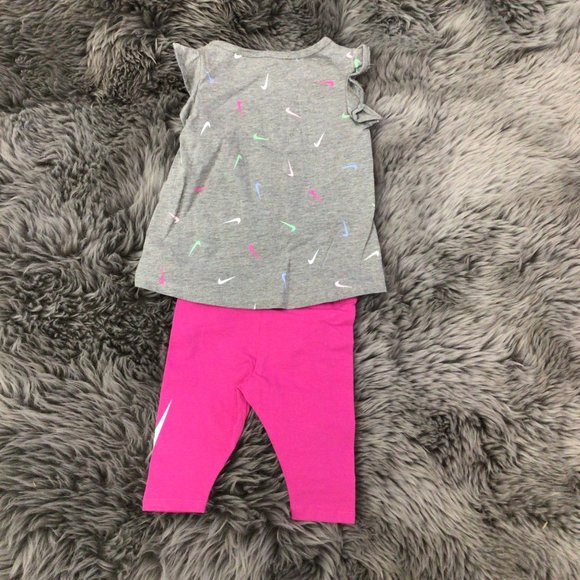 Nike | Girl's 2 Piece Set Summer Set | Pink & Grey | Size 12 Months - Picture 2 of 4